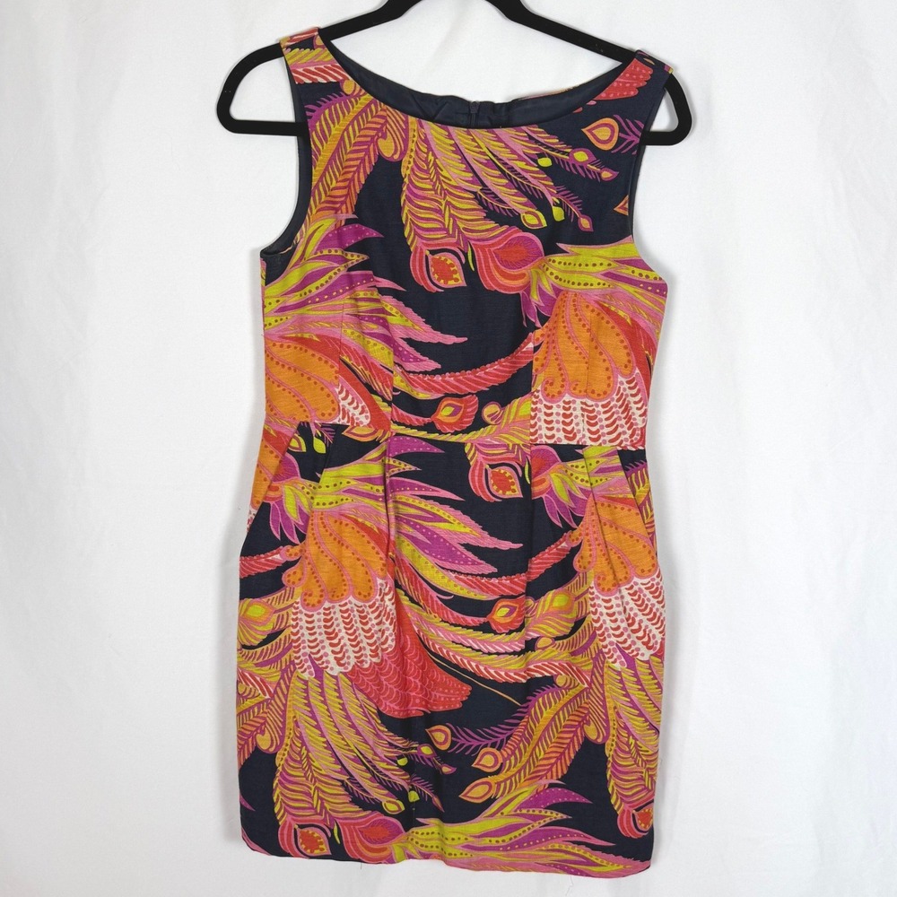Nanette Lepore Silk Linen Bright Feather Print Mini Dress Size 4